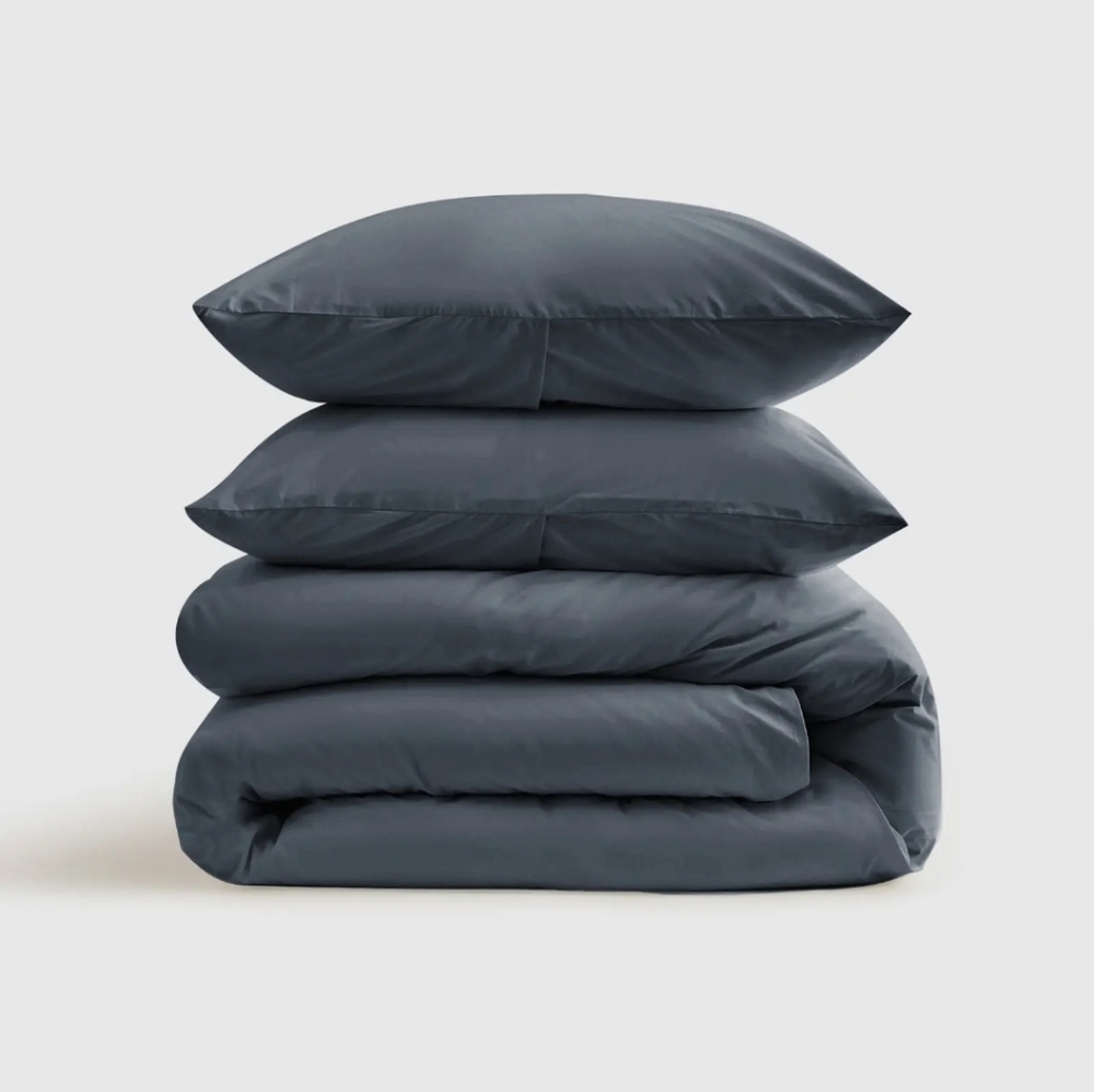 Quince Slate DUVET Cover And Shams/ Cal King